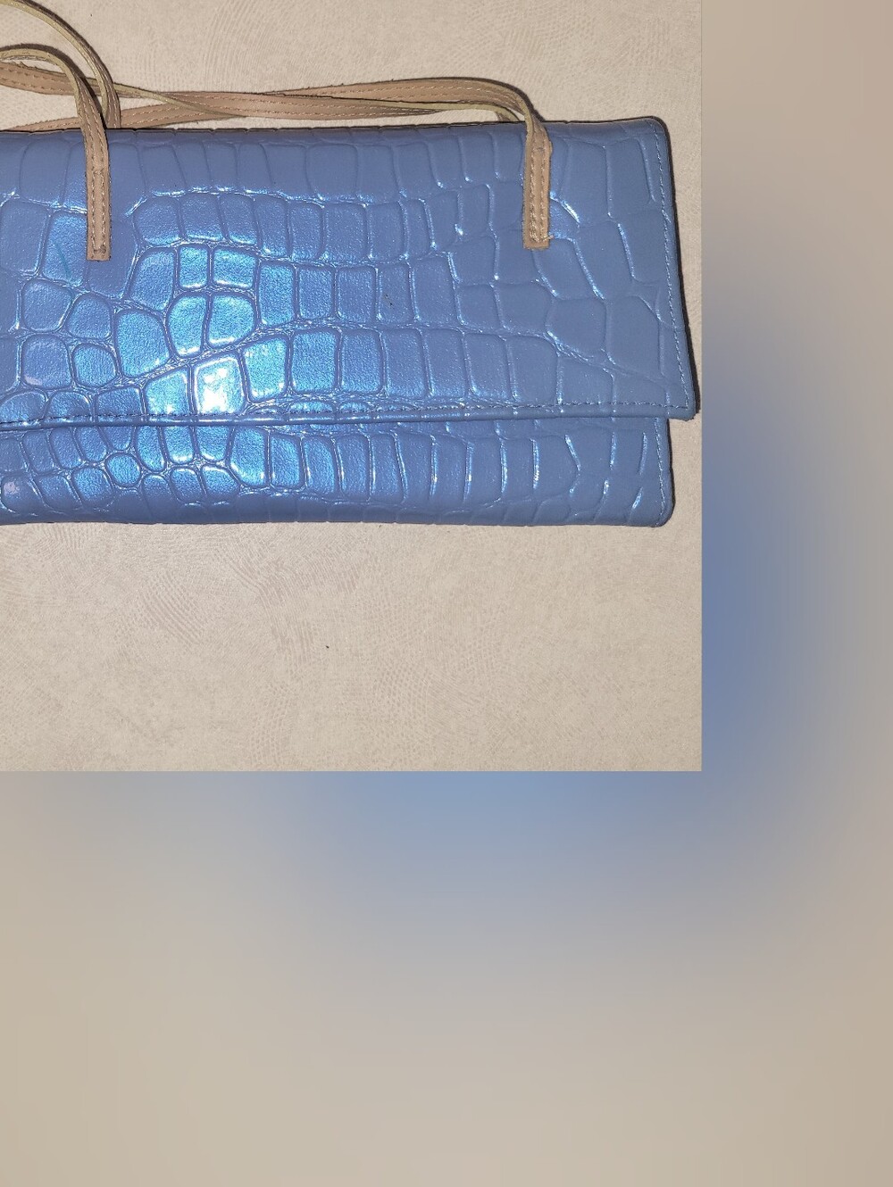 Vintage Clutch N Go Blue Croc Embossed New Clutch Wallet Lipstick Case
